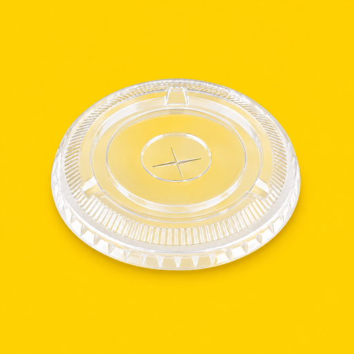 Clear PLA flat lid 95mm, on yellow