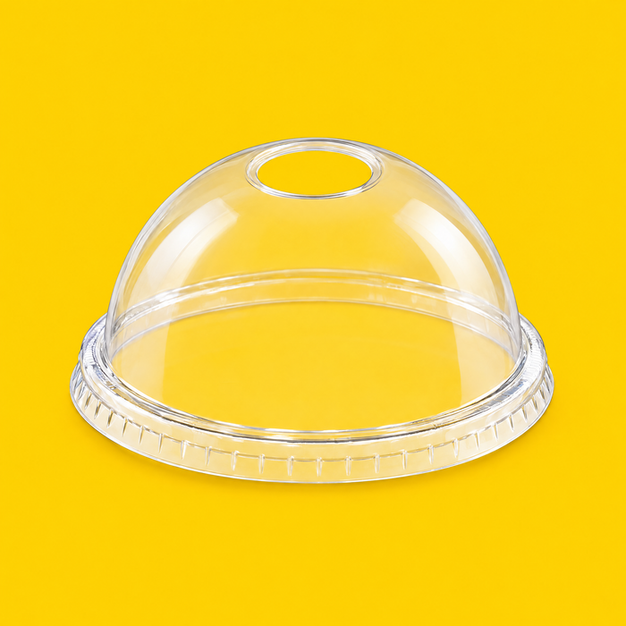 Clear PLA dome lid 95mm, on yellow