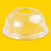 Clear rPET dome lid for smoothie cup, on yellow