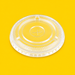 Clear PET flat lid 91mm, on yellow