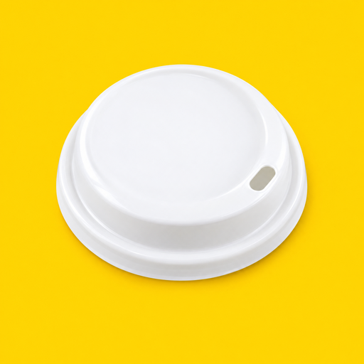 White domed sip-thru lid for 4oz cups, on yellow