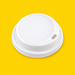 White domed sip-thru lid for 4oz cups, on yellow