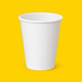 White paper hot cup 240ml (8oz), on yellow