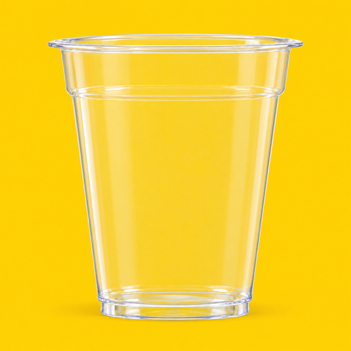 Clear PET smoothie cup 355ml (12oz), on yellow