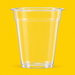 Clear PET smoothie cup 355ml (12oz), on yellow