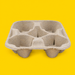Moulded pulp 4-cup drink carrier, on yellow