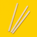 Close-up of birchwood coffee stirrers 140mm, on yellow
