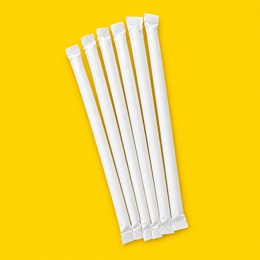White paper-wrapped paper straws 8mm, on yellow