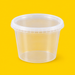 Clear PP deli cup with lid 455ml (16oz), on yellow