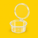 Clear PET hinged sauce pot 120ml (4oz), on yellow