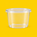 Clear PET round deli container 473ml (16oz), on yellow