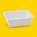 White bagasse rectangular tray 650ml, on yellow