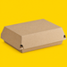 Rectangle kraft takeaway box, closed, on yellow