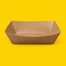 Small kraft boat food tray, on yellow
