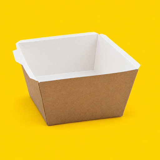 Small kraft paper food tray 500ml, on yellow