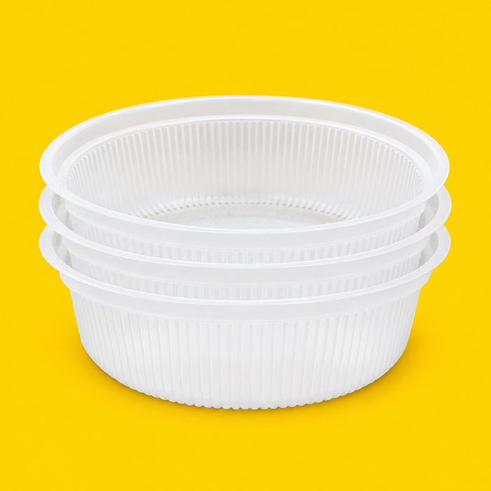 Stack of deep PP drainage inserts, on yellow