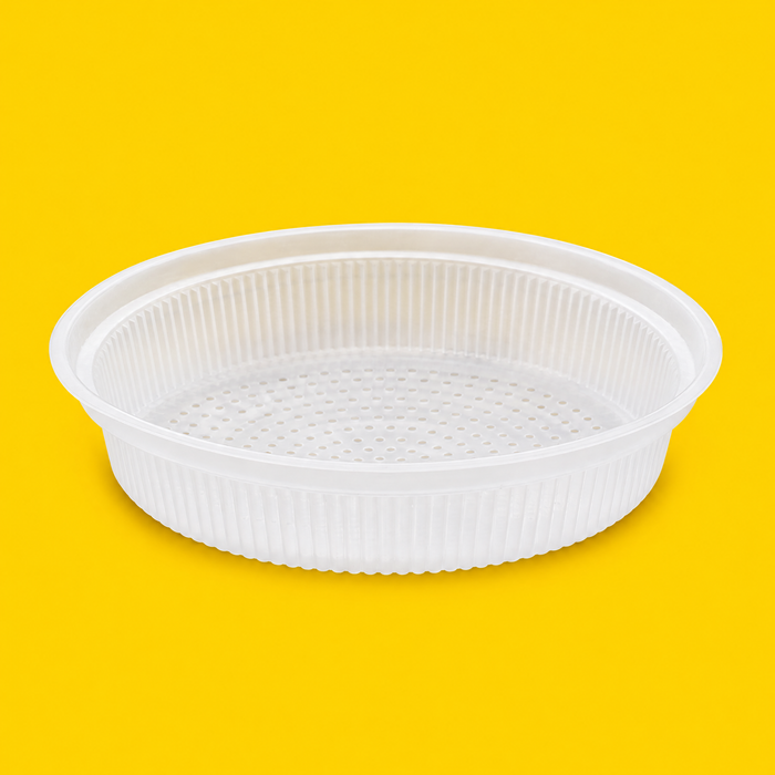 Shallow PP drainage insert for 1065/1240ml tubs, on yellow