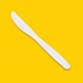Close-up of a white thin-stem cornstarch knife, on yellow