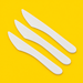 Three white paper knives 160mm, on yellow