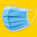 Blue 3-ply disposable face mask, on yellow
