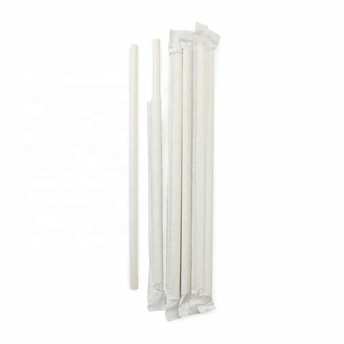 White paper straw 8mm with white paper wrapper