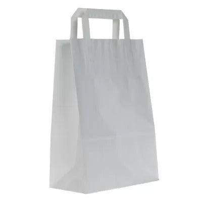 Medium white paper carrier bag with flat paper handles