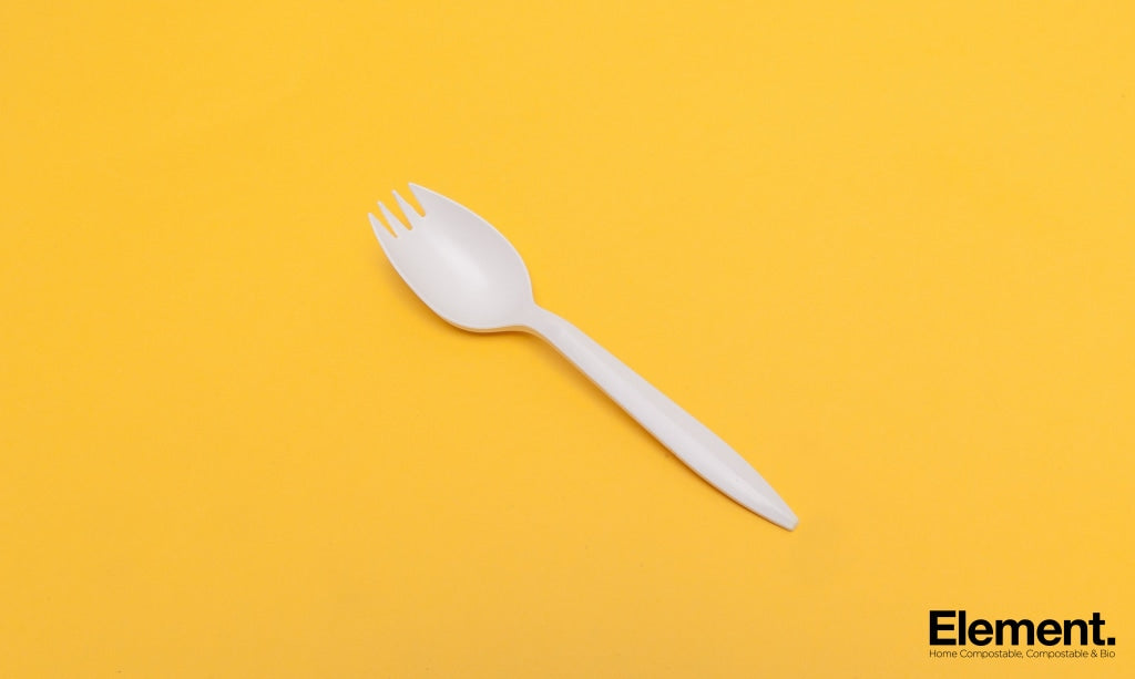 Reusable 5.5 inch cornstarch spork, white