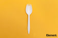 Reusable 5.5 inch cornstarch spork, white