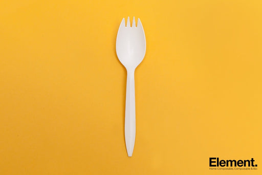 Reusable 5.5 inch cornstarch spork, white